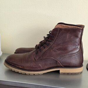 Diesel Boots Dark Brown Hi Top Textured Leather Laced Mens 44, US 10.5 Gum Sole